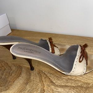 Yves Saint Laurent Leather Slide Kitten Heels